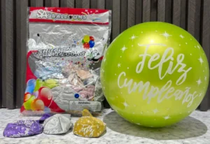 globo cromado feliz cumpleaÑos multicolor