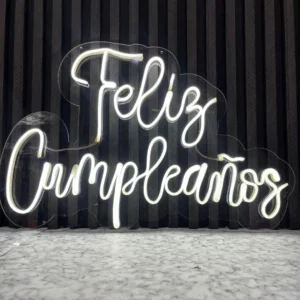 aviso feliz cumpleaÑos neon flex 60 x 40 cm